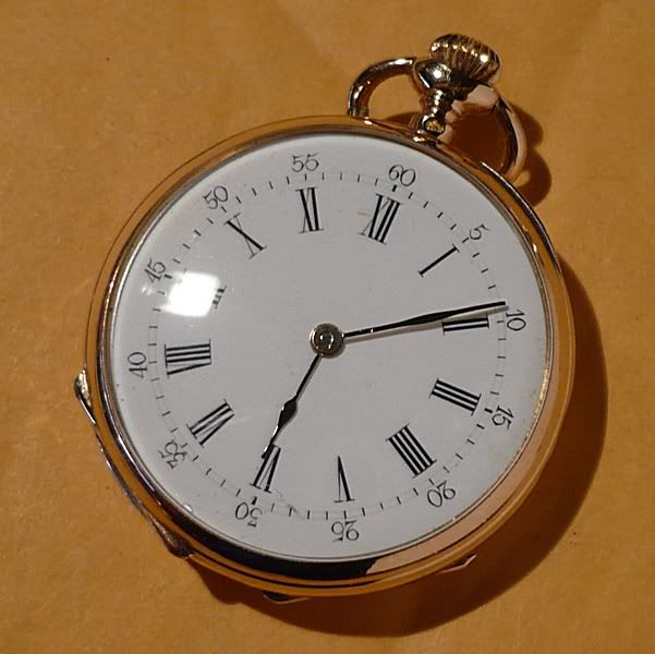 montre gousset en or cylindre 10 rubis