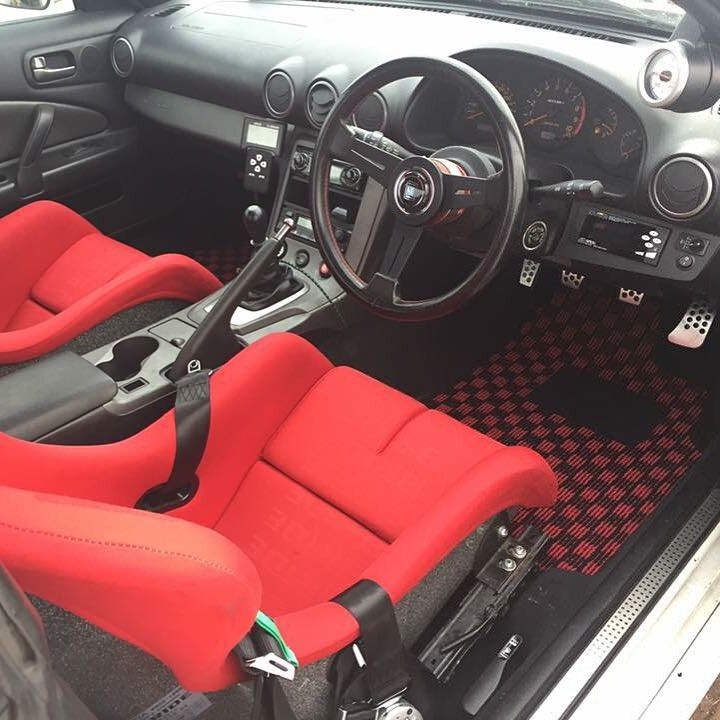 Tailored S15 Specific Jdm Checkered Mats Black Red