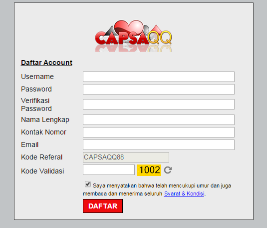 Formulir Daftar CapsaQQ Formulir Daftar CapsaQQ
