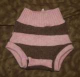 Large felted 100% Wool Soaker, Pink/Brown Stripe