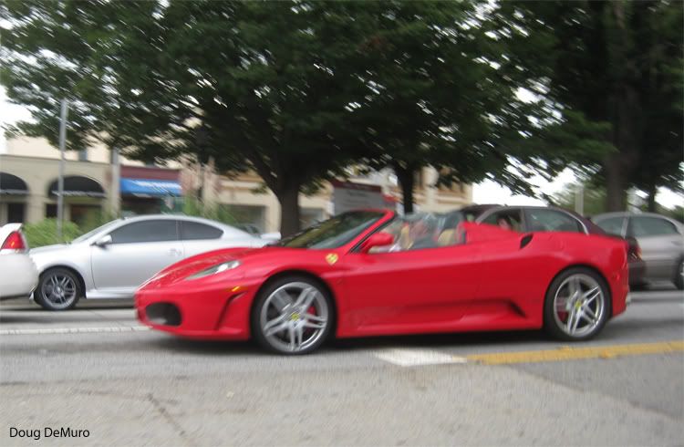 red Ferrari F430 Spider on Peachtree at West Paces