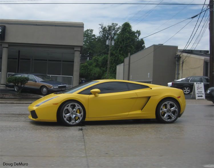 yellow Lamborghini Gallardo on Piedmont near Peachtree