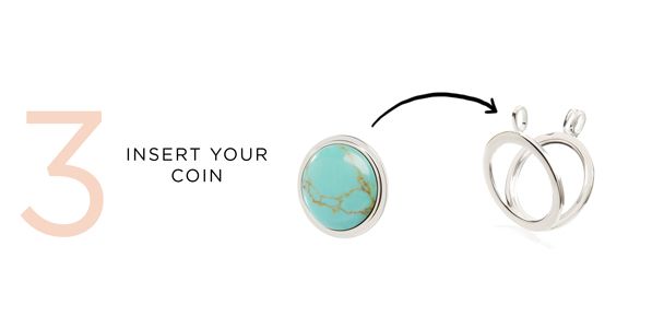 Click here to shop the Halo gold coins step 3: put the coin in the necklace holder and thread the chain