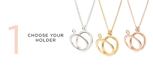 Click here to shop the Halo necklace holders step 1: choose your holder between two lengths and 3 metals