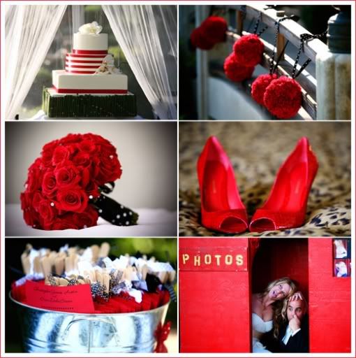 Incorporating red into your wedding theme can be as simple as red flowers
