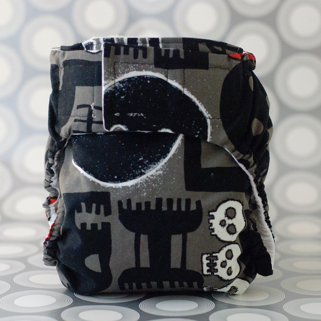 Diaper Cover, Grey Bad Luck Club, Medium, Touchtape