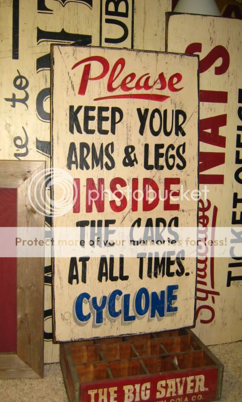 Cyclone Roller Coaster Amusement Park Warning Wood Bar Sign Coney Island